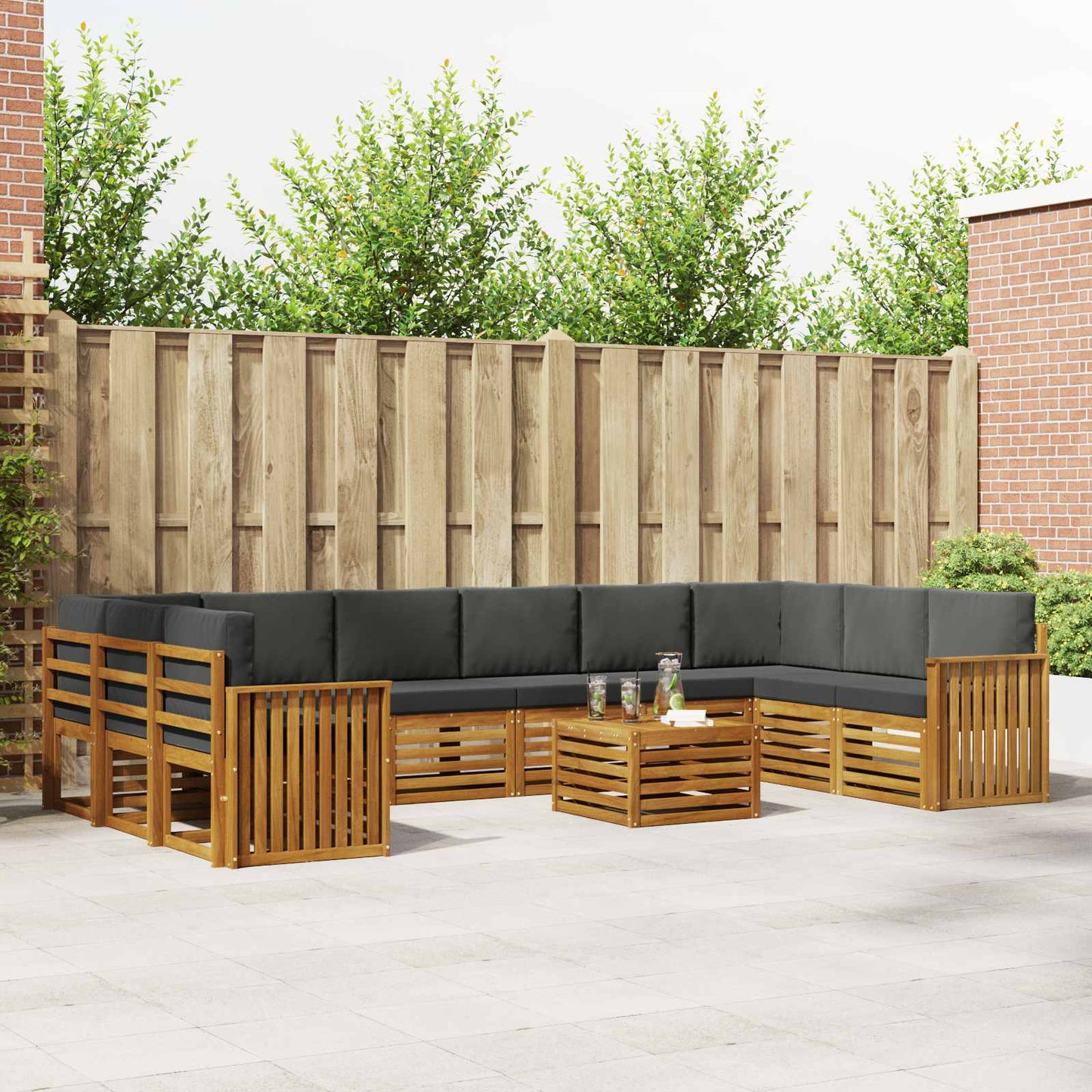 Set di divani da esterno 11 pcs Naturale e Antracite