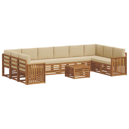 Set di divani da esterno con cuscino 11 pcs Naturale e Beige