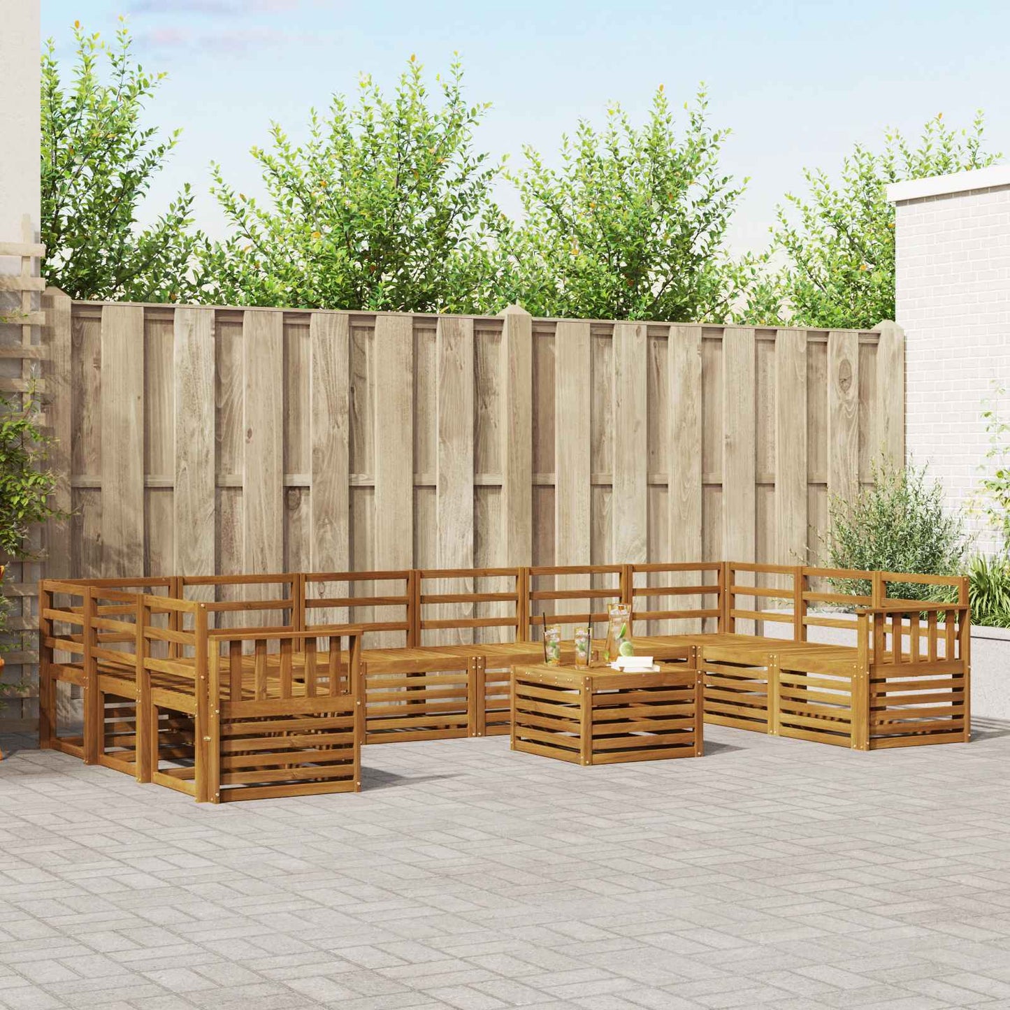 Set di divani da esterno 11 pcs Naturale | homemem39