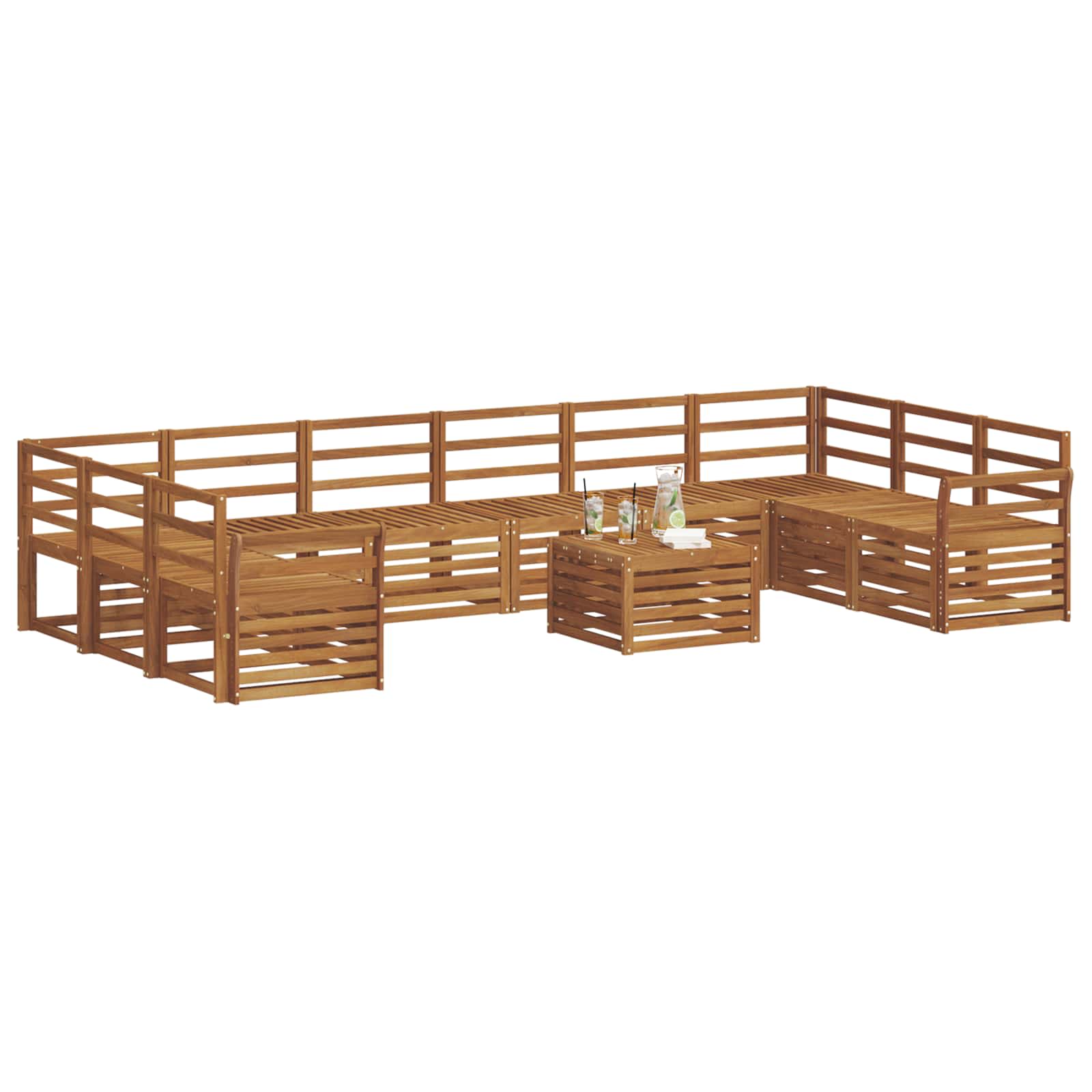 Set di divani da esterno 11 pcs Naturale | homemem39