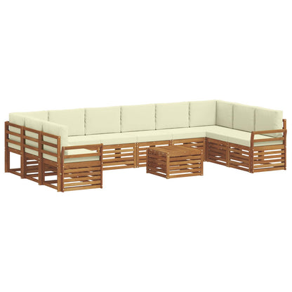 Set di divani da esterno con cuscino 11 pcs Naturale e Crema | homemem39