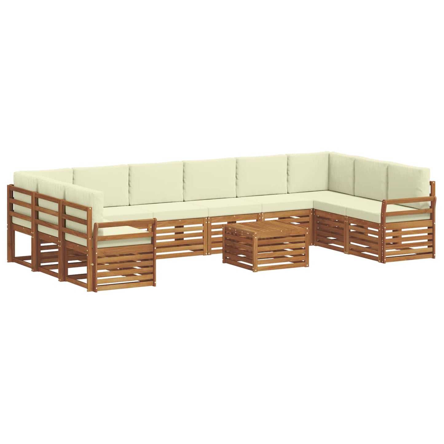 Set di divani da esterno con cuscino 11 pcs Naturale e Crema