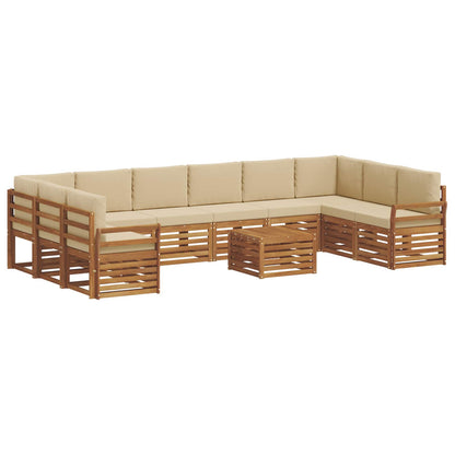 Set di divani da esterno con cuscino 11 pcs Naturale e Beige
