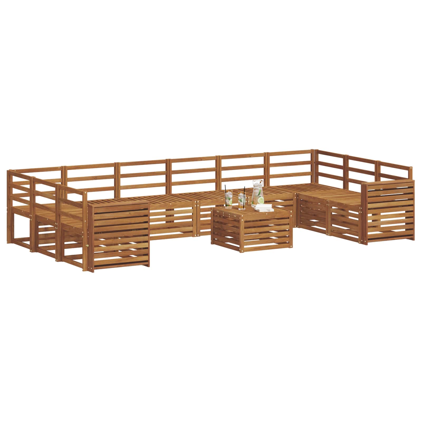 Set di divani da esterno 11 pcs Naturale | homemem39
