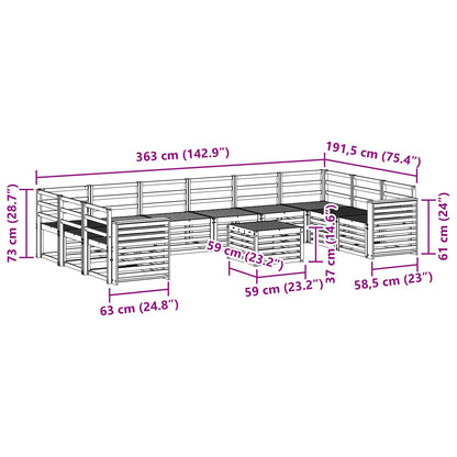 Set di divani da esterno 11 pcs Naturale | homemem39