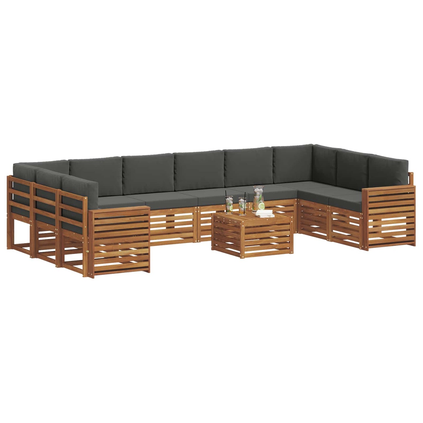 Set di divani da esterno 11 pcs Naturale e Antracite