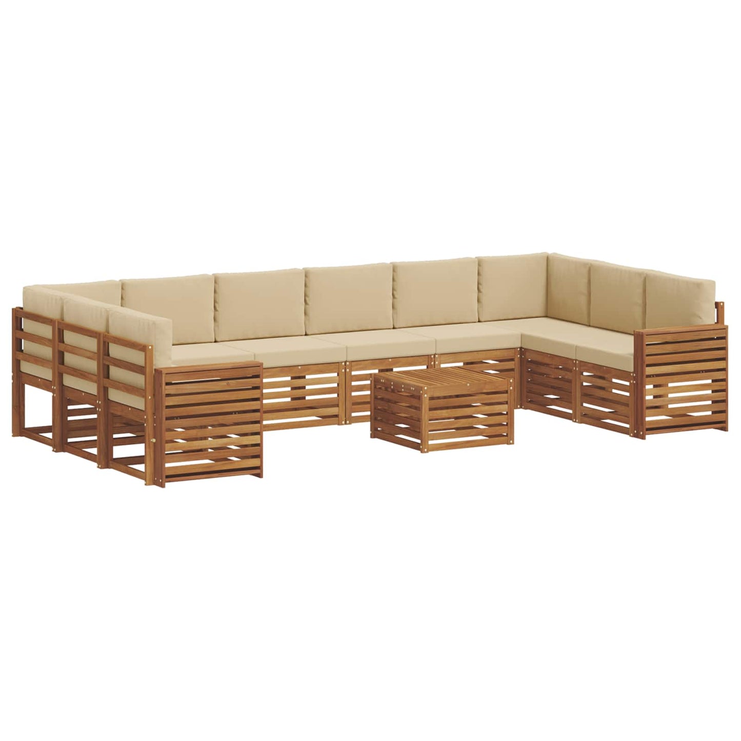 Set di divani da esterno con cuscino 11 pcs Naturale e Beige