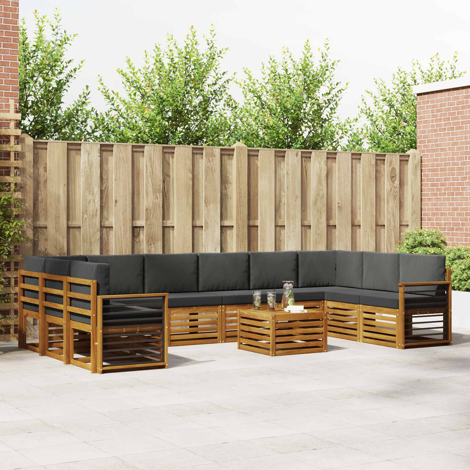 Set di divani da esterno 11 pcs Naturale e Antracite | homemem39