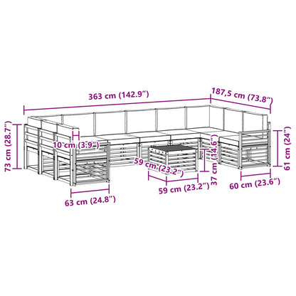 Set di divani da esterno 11 pcs Naturale e Antracite