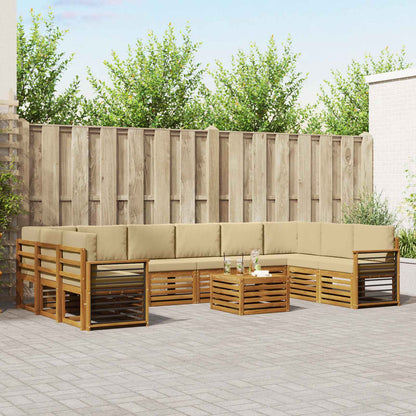 Set di divani da esterno con cuscino 11 pcs Naturale e Beige