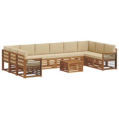 Set di divani da esterno con cuscino 11 pcs Naturale e Beige