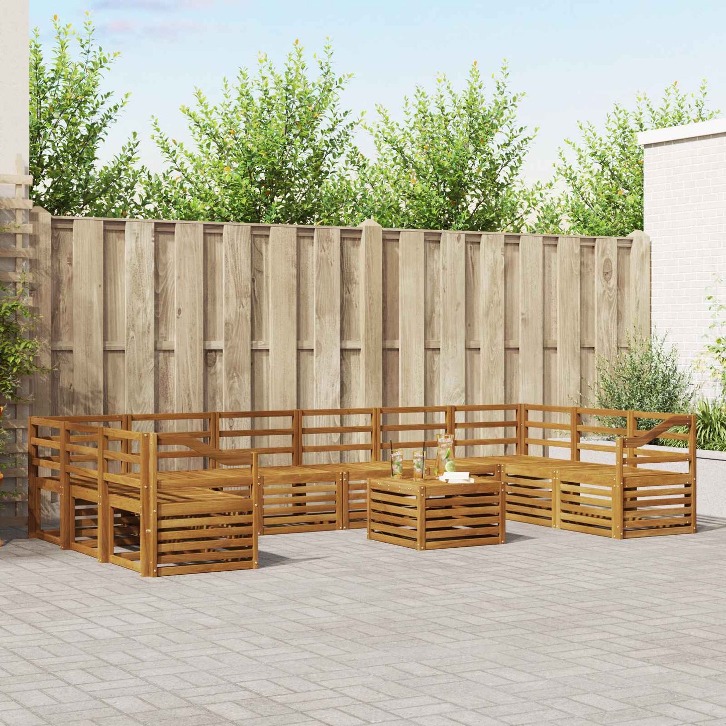 Set di divani da esterno 11 pcs Naturale