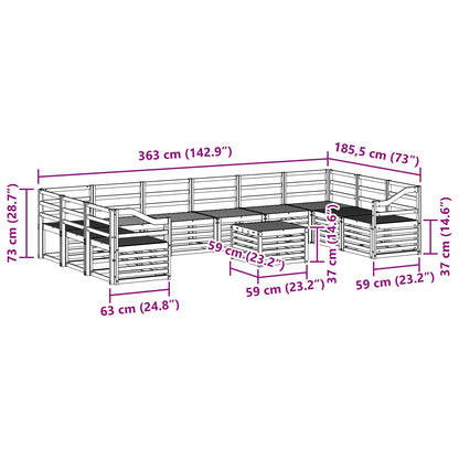 Set di divani da esterno 11 pcs Naturale