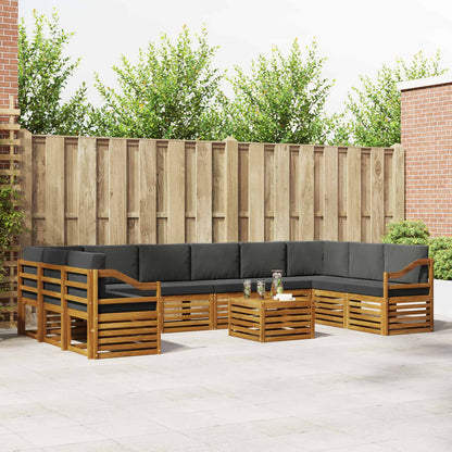 Set di divani da esterno 11 pcs Naturale e Antracite | homemem39