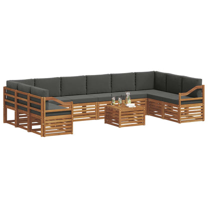 Set di divani da esterno 11 pcs Naturale e Antracite | homemem39