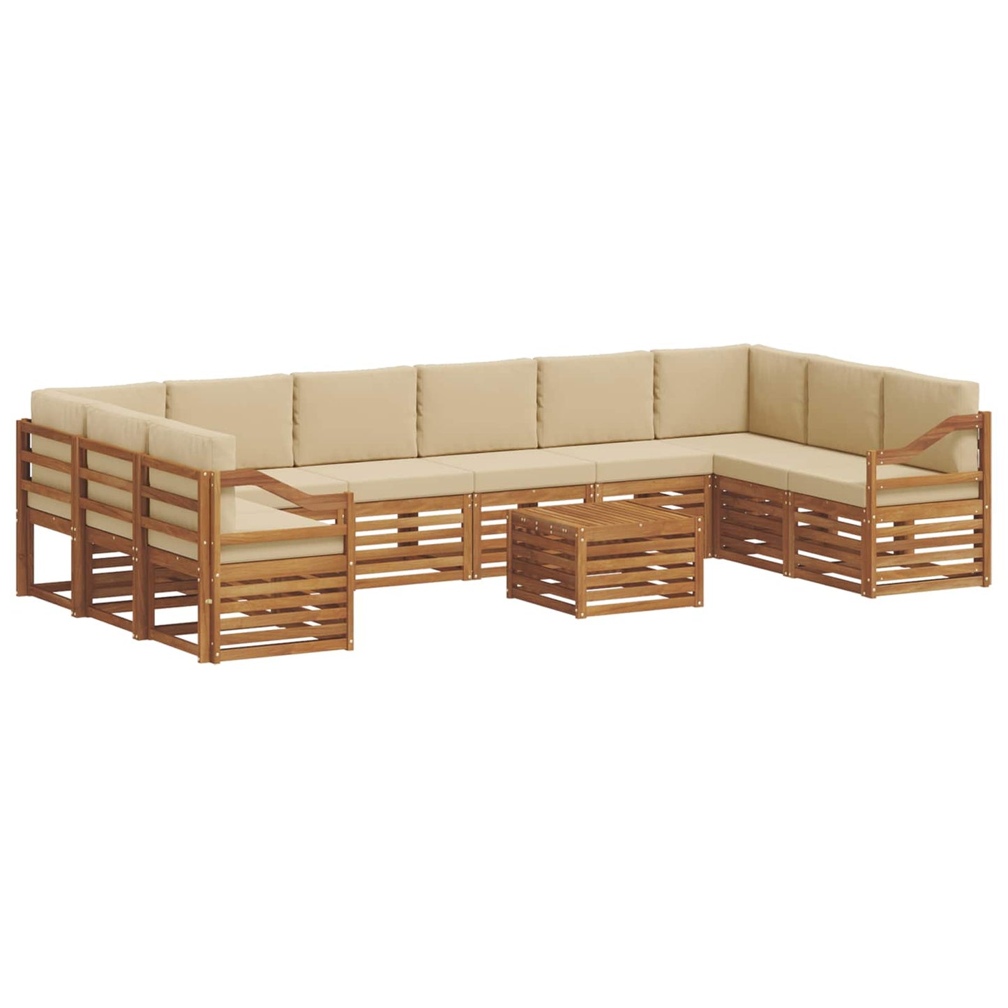 Set di divani da esterno con cuscino 11 pcs Naturale e Beige | homemem39