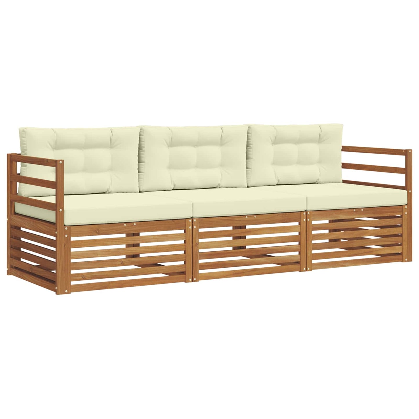 Set di divani da esterno con cuscino 3 pcs Naturale e Crema