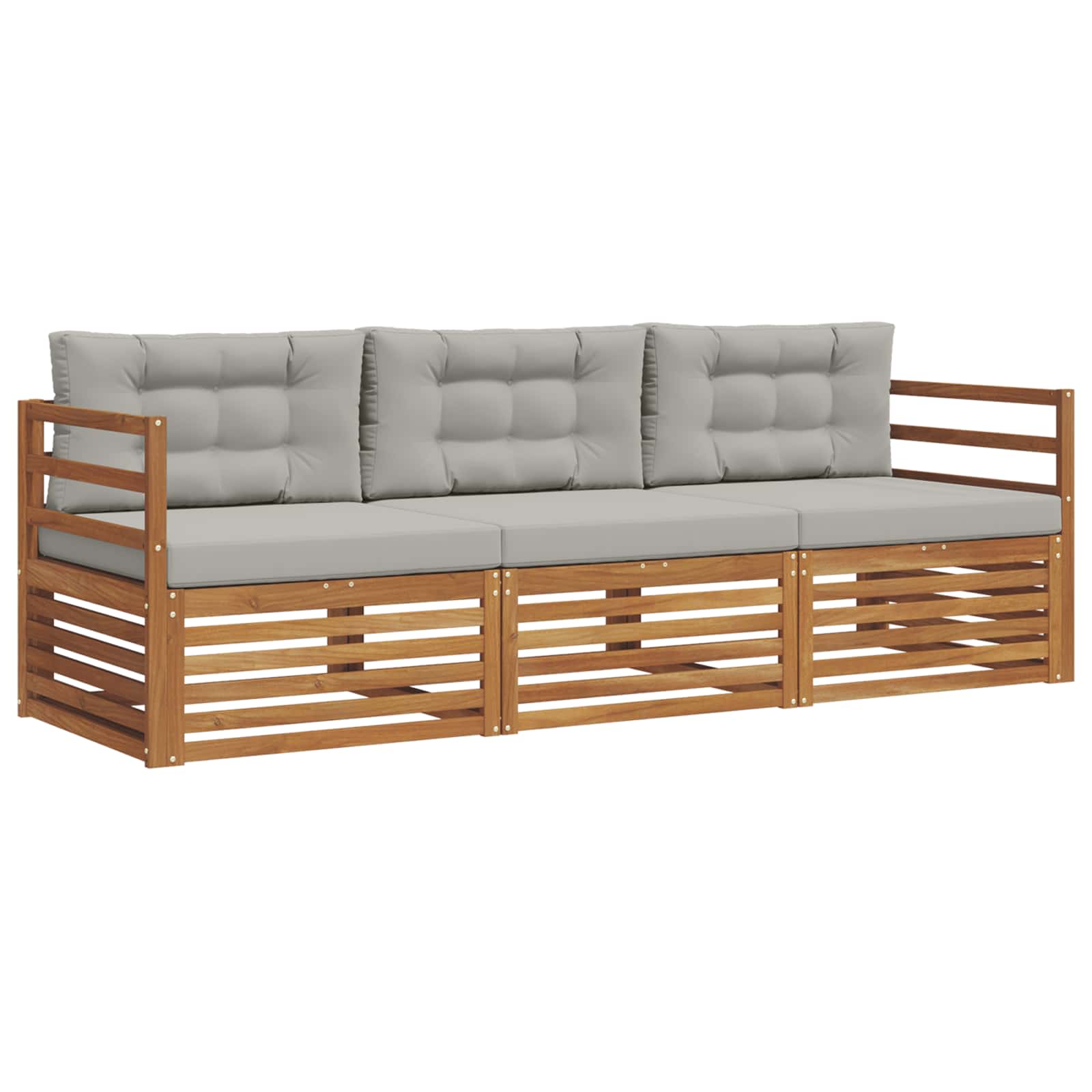Set di divani da esterno 3 pcs Grigio Naturale e Chiaro | homemem39