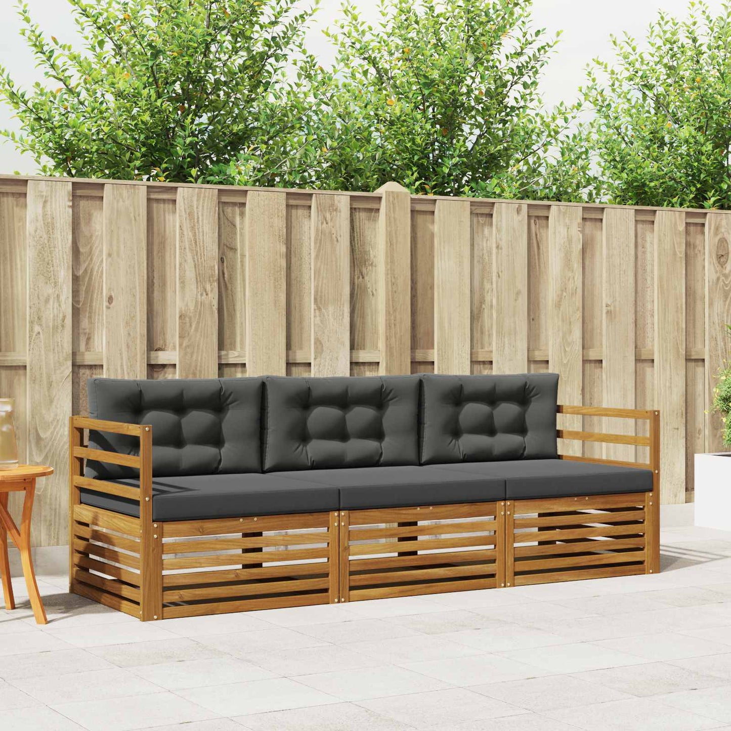 Set di divani da esterno con cuscino 3 pcs Naturale e Antracite