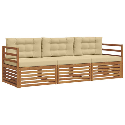 Set di divani da esterno con cuscino 3 pcs Naturale e Beige | homemem39