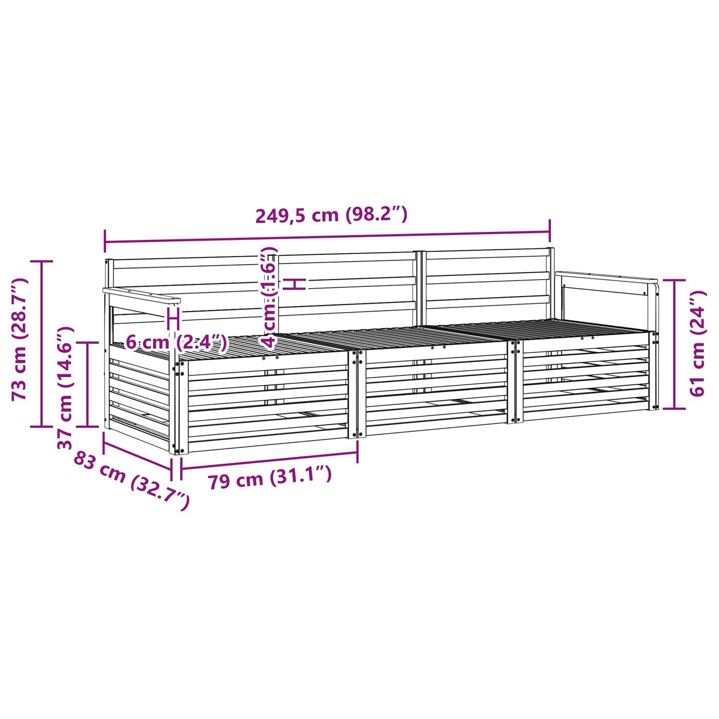 Set di divani da esterno 3 pcs Naturale | homemem39