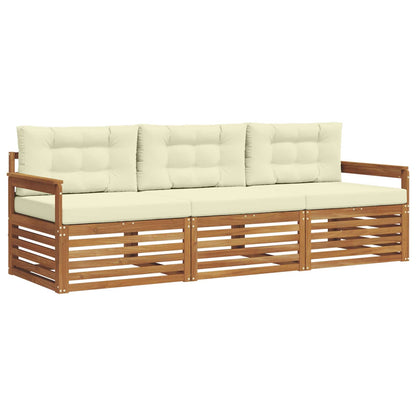 Set di divani da esterno con cuscino 3 pcs Naturale e Crema | homemem39