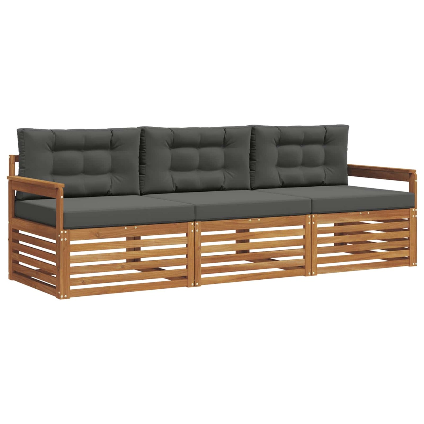 Set di divani da esterno con cuscino 3 pcs Naturale e Antracite