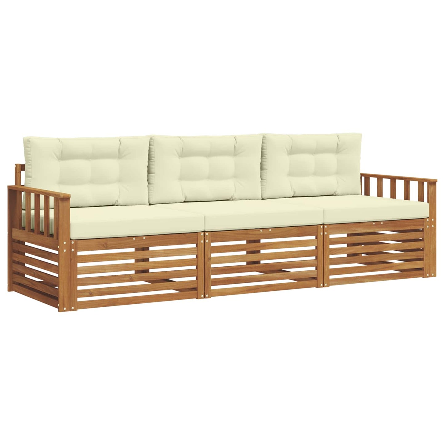 Set di divani da esterno con cuscino 3 pcs Naturale e Crema