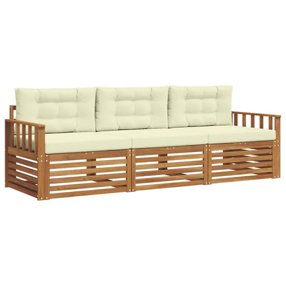 Set di divani da esterno con cuscino 3 pcs Naturale e Crema