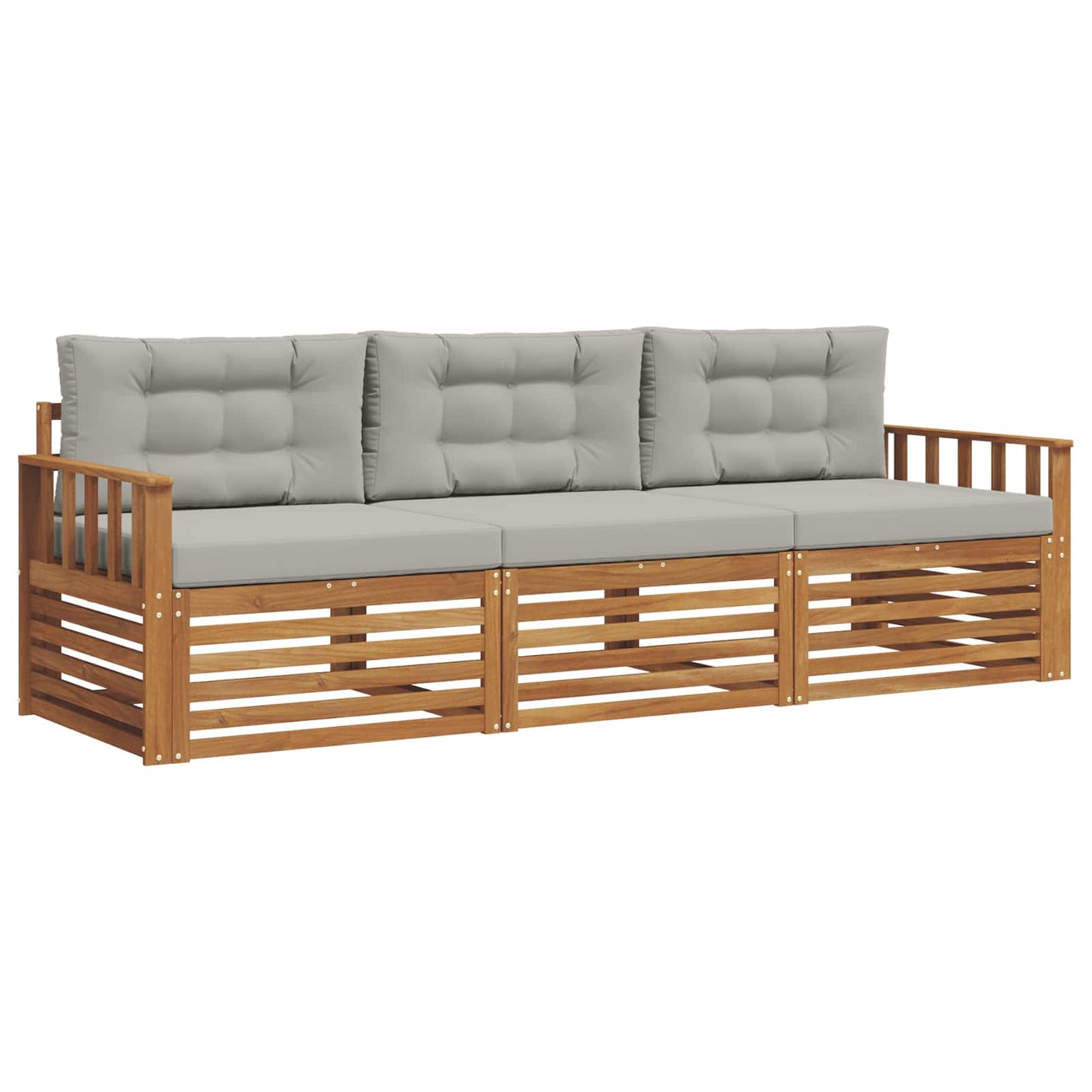 Set di divani da esterno 3 pcs Grigio Naturale e Chiaro | homemem39