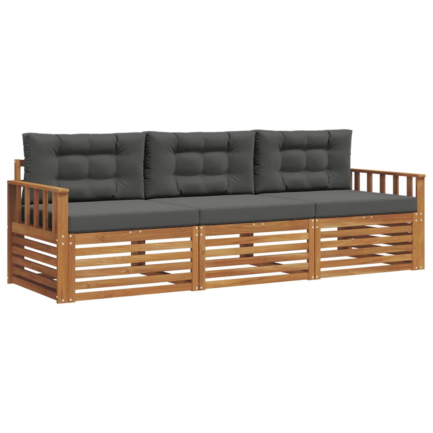 Set di divani da esterno con cuscino 3 pcs Naturale e Antracite | homemem39