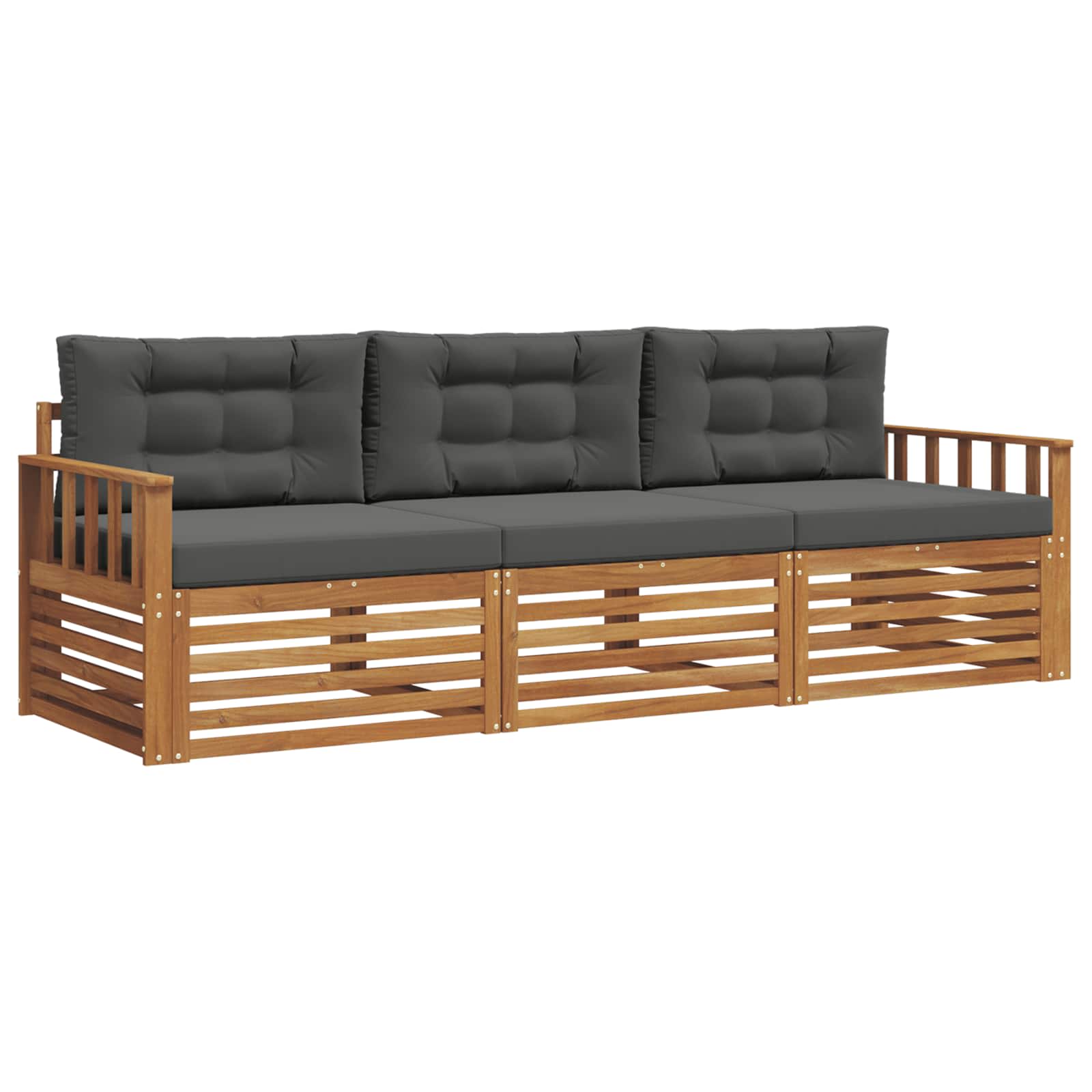 Set di divani da esterno con cuscino 3 pcs Naturale e Antracite | homemem39