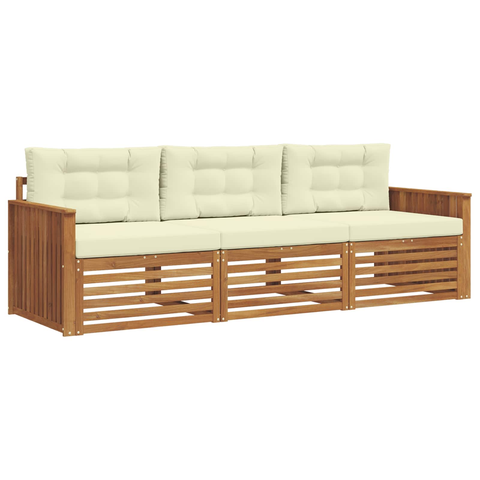 Set di divani da esterno con cuscino 3 pcs Naturale e Crema | homemem39