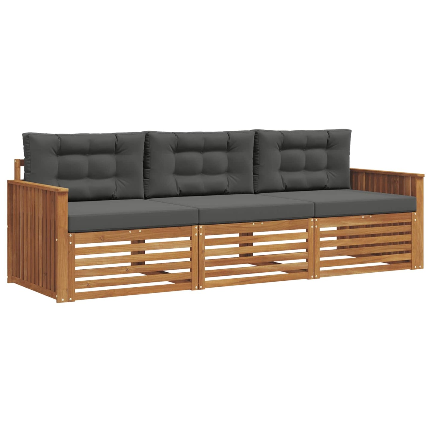 Set di divani da esterno con cuscino 3 pcs Naturale e Antracite | homemem39