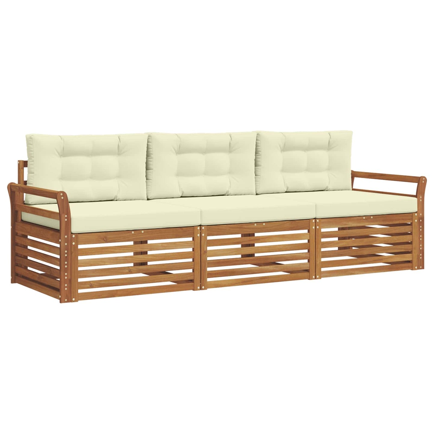 Set di divani da esterno con cuscino 3 pcs Naturale e Crema | homemem39