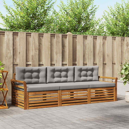 Set di divani da esterno 3 pcs Grigio Naturale e Chiaro | homemem39