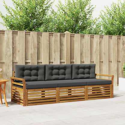 Set di divani da esterno con cuscino 3 pcs Naturale e Antracite | homemem39