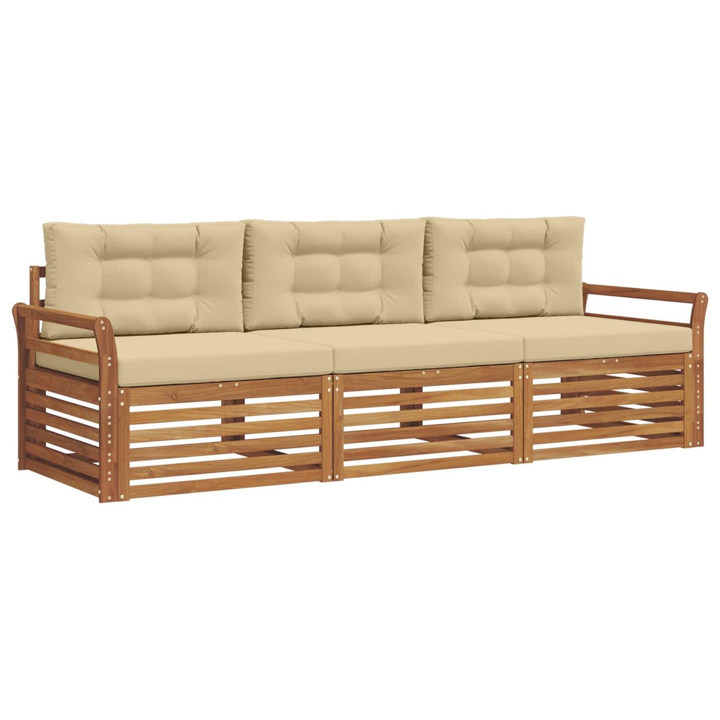 Set di divani da esterno con cuscino 3 pcs Naturale e Beige | homemem39
