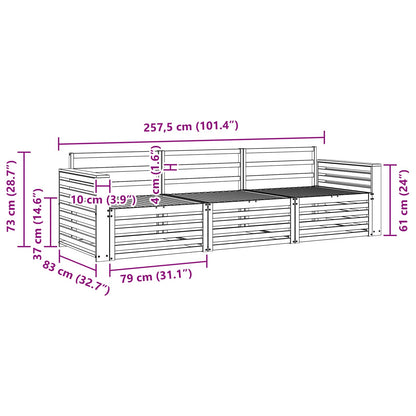 Set di divani da esterno 3 pcs Naturale | homemem39