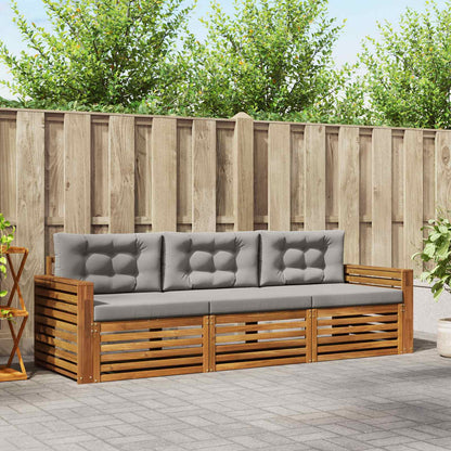 Set di divani da esterno 3 pcs Grigio Naturale e Chiaro | homemem39