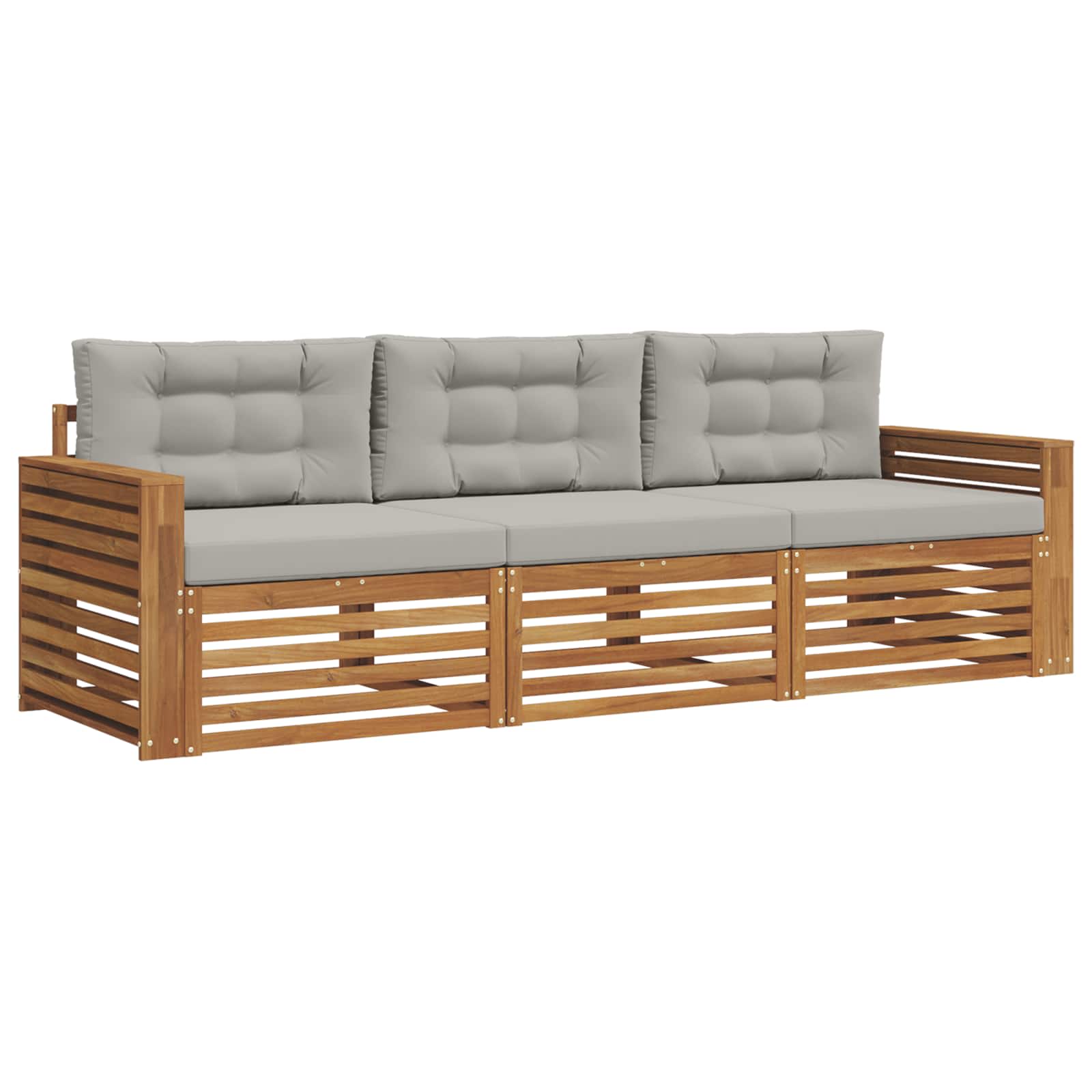 Set di divani da esterno 3 pcs Grigio Naturale e Chiaro | homemem39