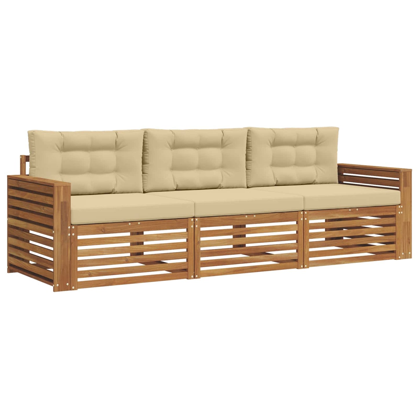 Set di divani da esterno con cuscino 3 pcs Naturale e Beige | homemem39