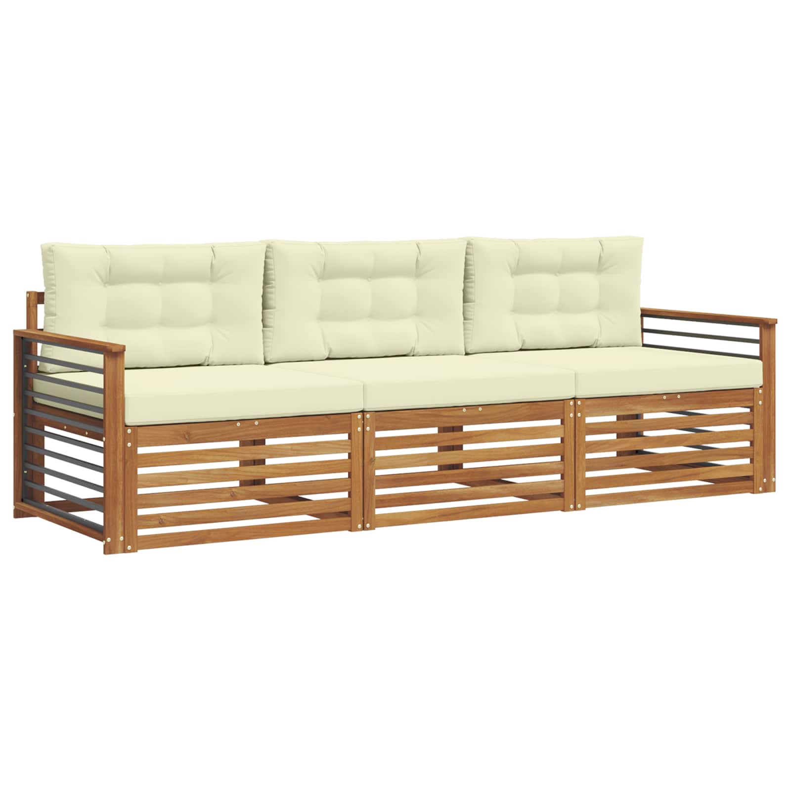 Set di divani da esterno con cuscino 3 pcs Naturale e Crema | homemem39