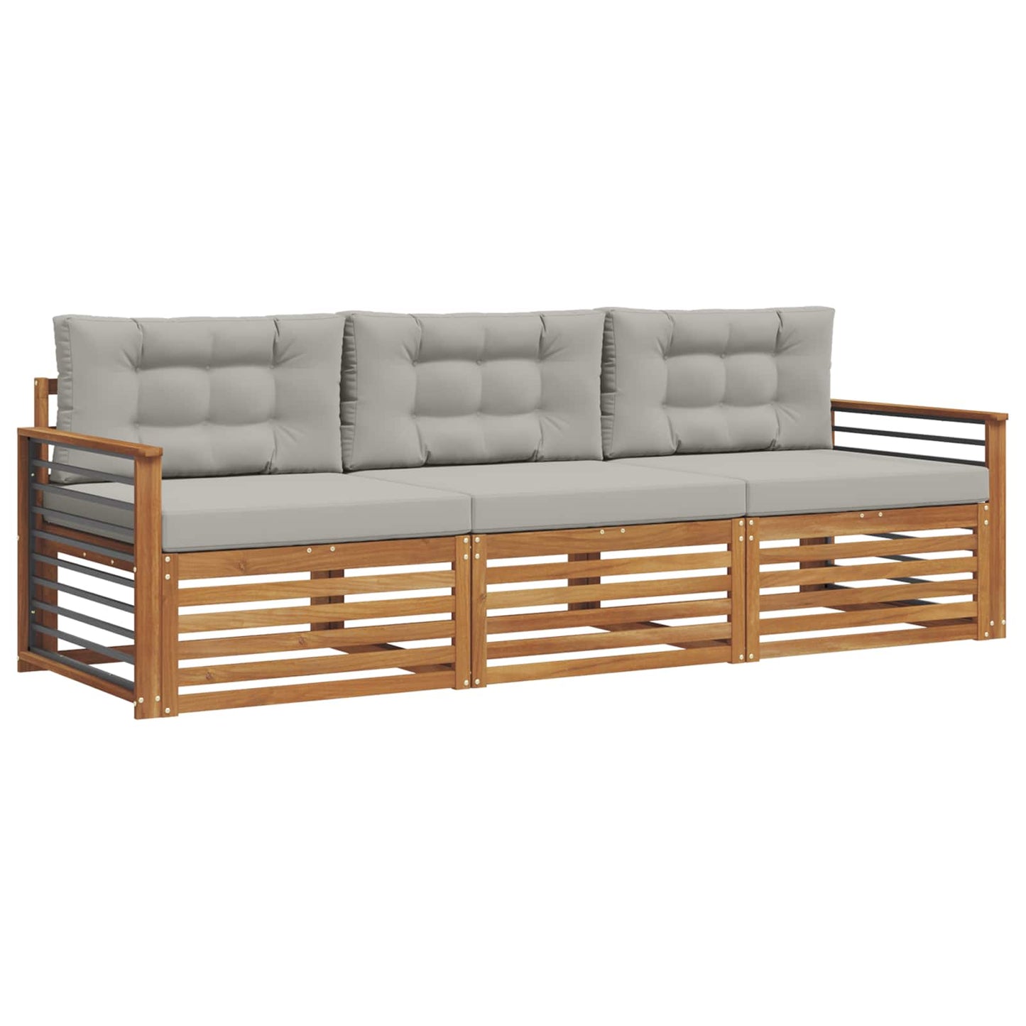 Set di divani da esterno 3 pcs Grigio Naturale e Chiaro | homemem39