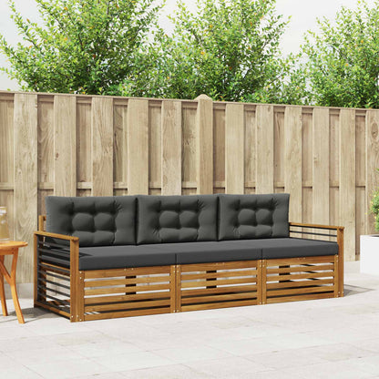 Set di divani da esterno con cuscino 3 pcs Naturale e Antracite