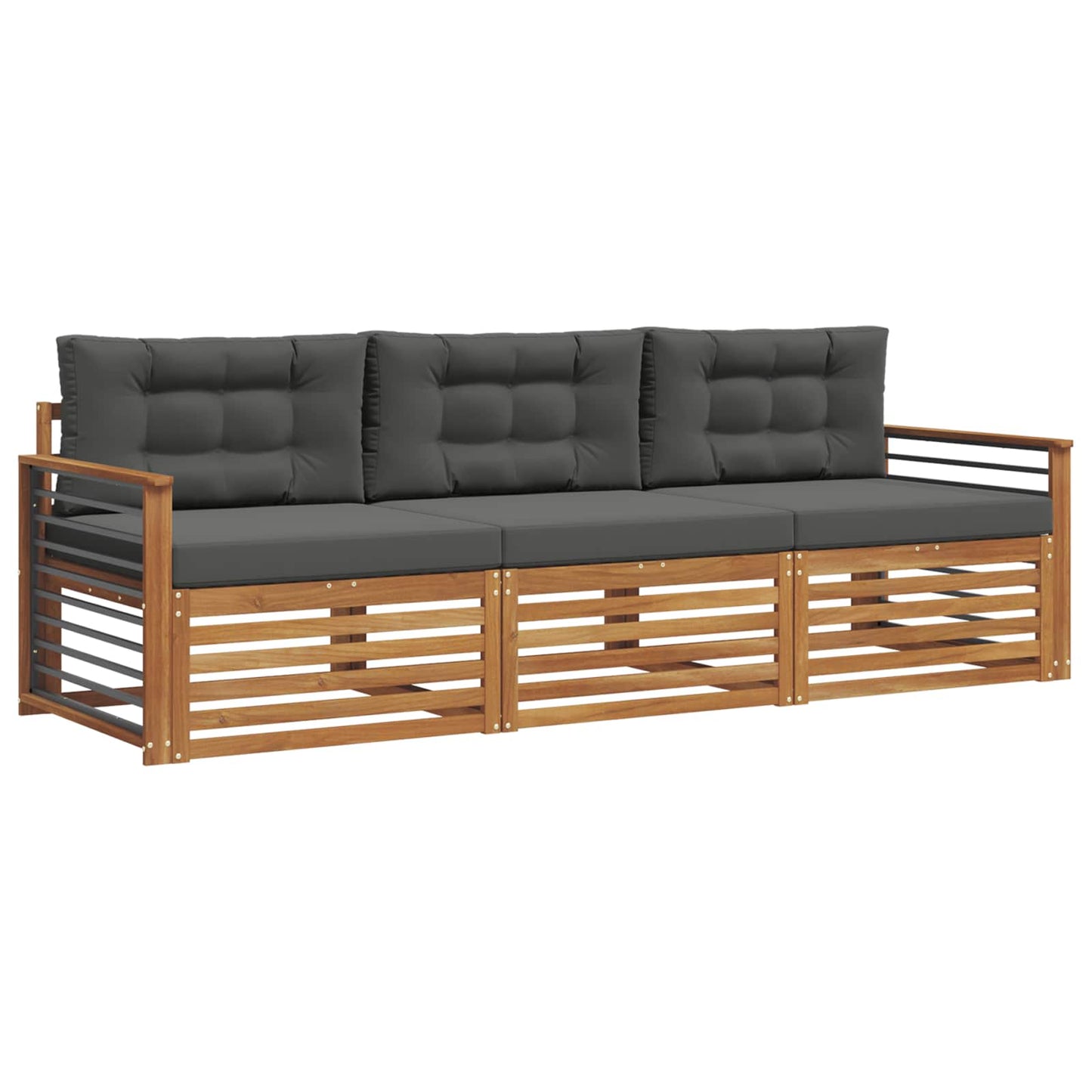 Set di divani da esterno con cuscino 3 pcs Naturale e Antracite | homemem39