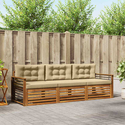 Set di divani da esterno con cuscino 3 pcs Naturale e Beige | homemem39