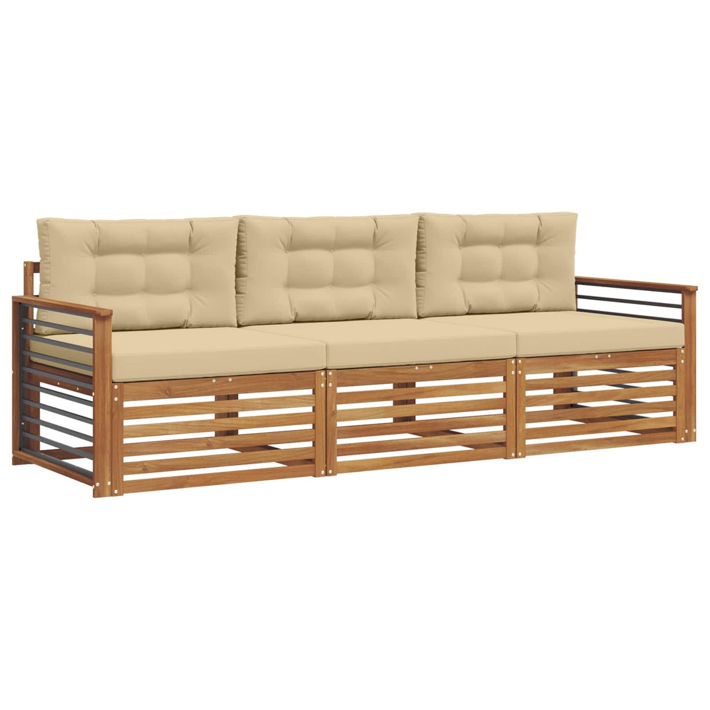 Set di divani da esterno con cuscino 3 pcs Naturale e Beige | homemem39
