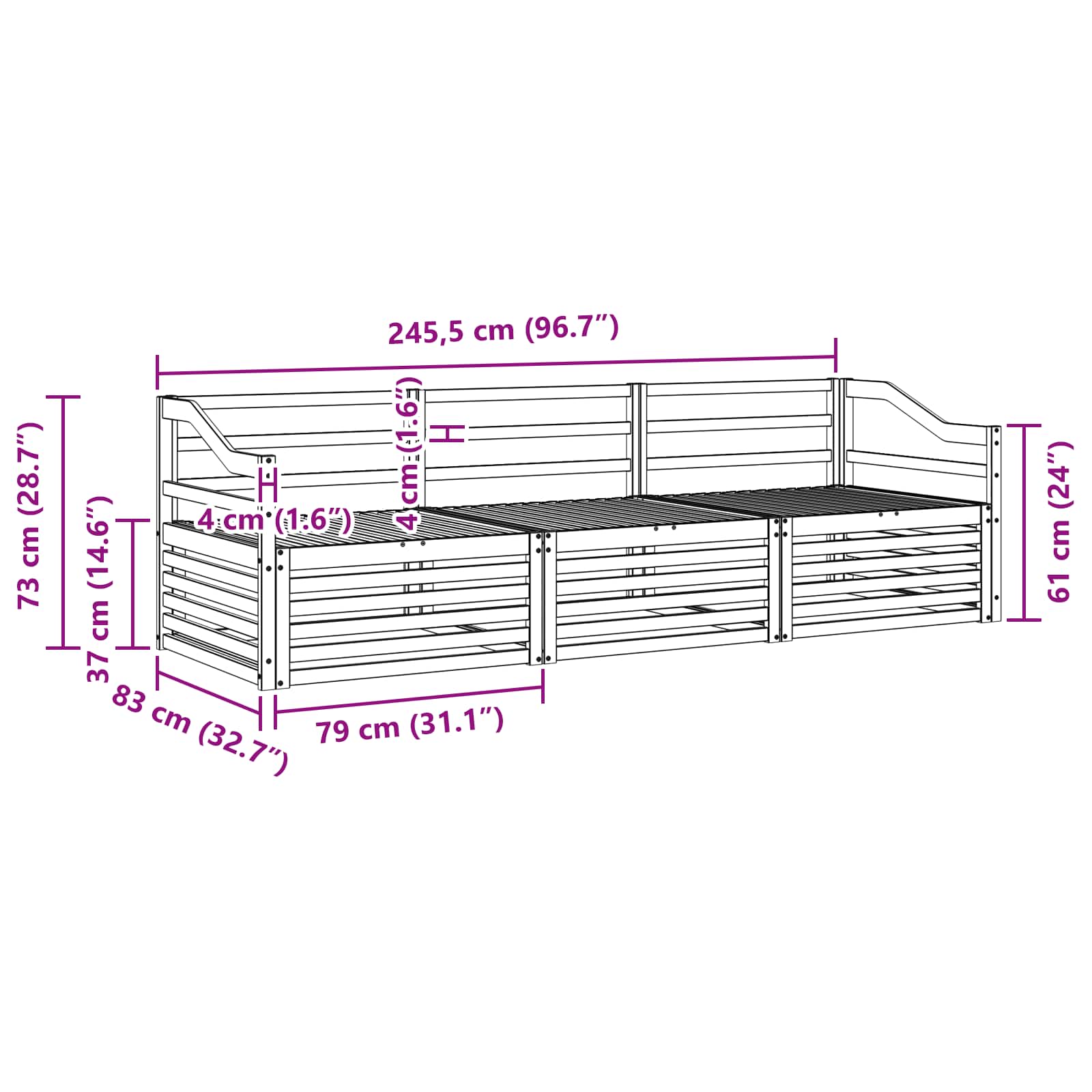 Set di divani da esterno 3 pcs Naturale | homemem39