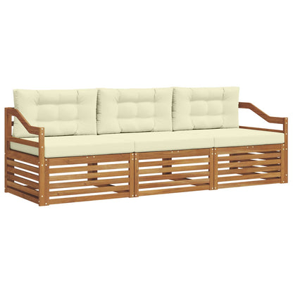 Set di divani da esterno con cuscino 3 pcs Naturale e Crema | homemem39